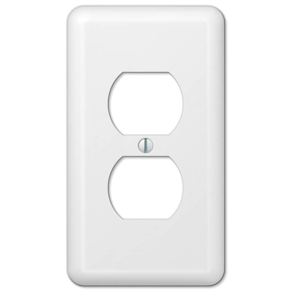 935DW Duplex Receptacle Wallplate, 5 in L, 2-13/16 in W, 1 -Gang, , Steel, White, Matte