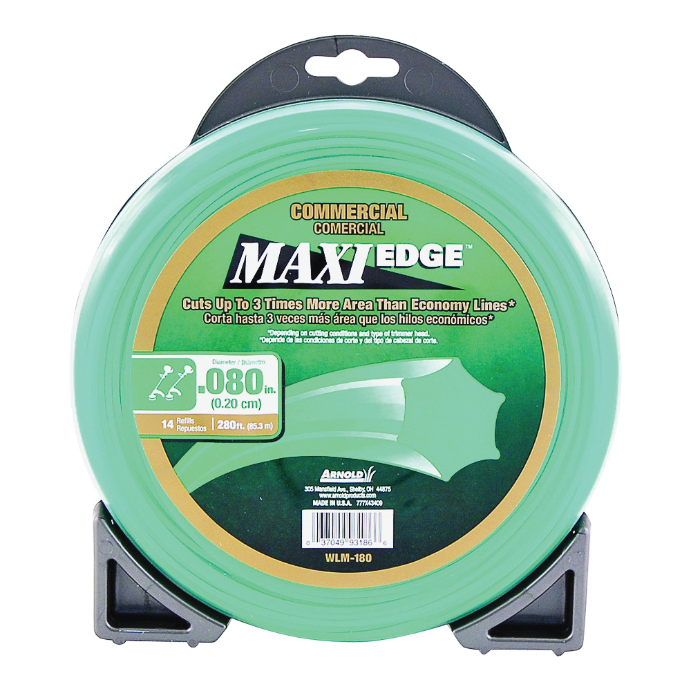 Maxi Edge Series WLM-180 Trimmer Line, 0.08 in Dia, 280 ft L, Polymer, Green