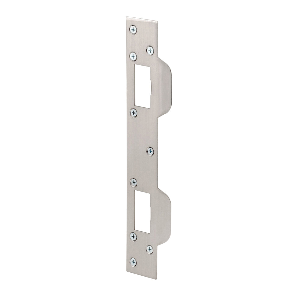 U 10385 Deadbolt Strike Plate, 6 in L, 1-5/8 in W, Steel, Satin Nickel