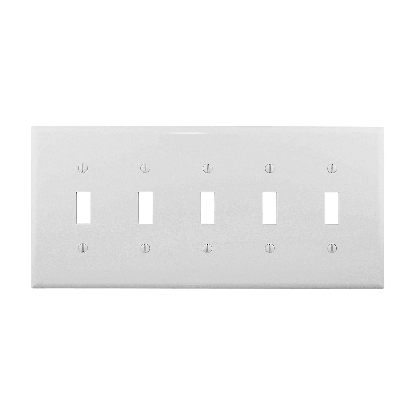 Wiring Devices PJ5W Switch Wallplate, 10-1/2 in L, 4.88 in W, 5 -Gang, Polycarbonate, White, High-Gloss
