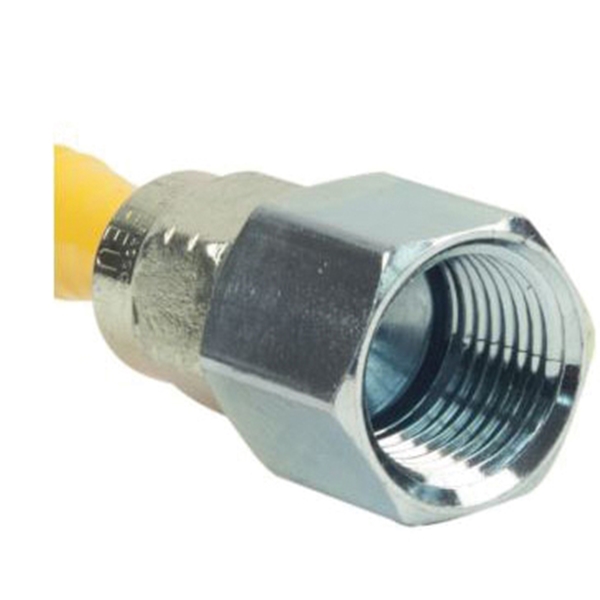 BrassCraft ProCoat Series CSSL54-12 Gas Connector, 1/2 x 1/2 in, Stainless Steel, 12 in L - 1
