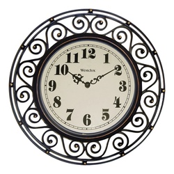 32021 Clock, Round, Dark Brown Frame, Plastic Clock Face, Analog