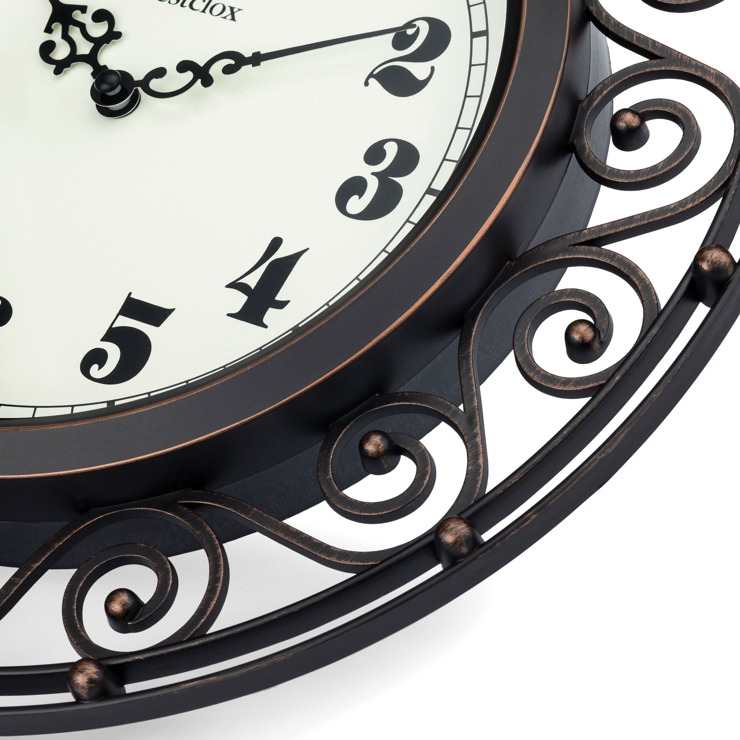 Westclox 32021 Clock, Round, Dark Brown Frame, Plastic Clock Face, Analog - 1