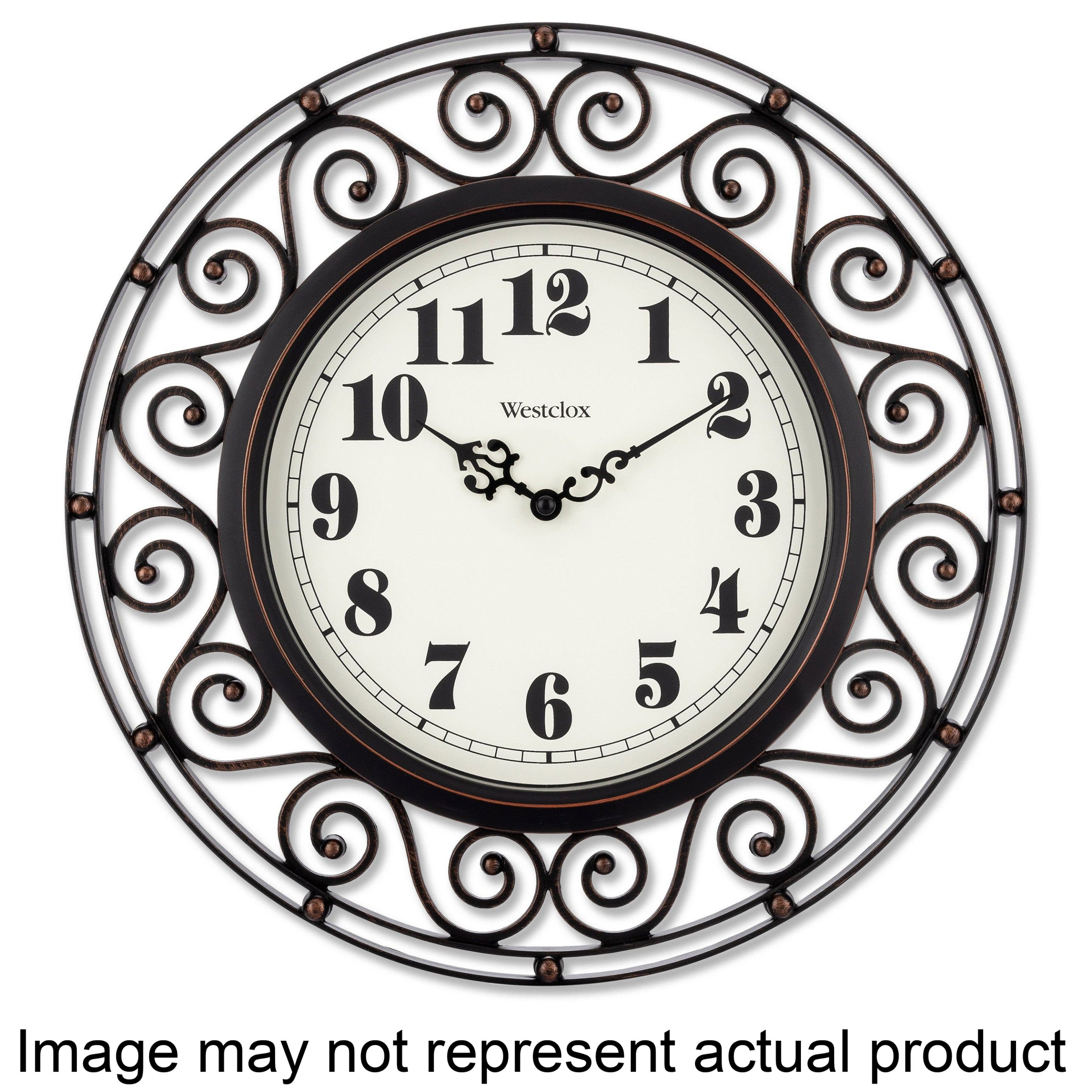 32021 Clock, Round, Dark Brown Frame, Plastic Clock Face, Analog