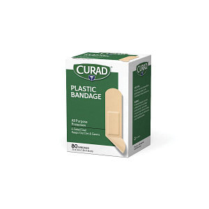 CUR02278RB Adhesive Bandage, 3/4 in W, 3 in L, Plastic Bandage