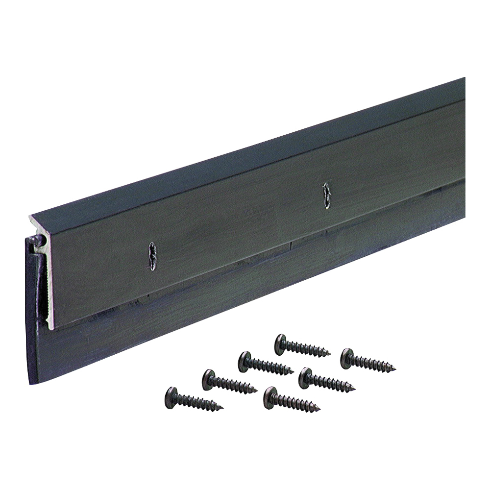 68254 Single Fin Door Sweep, 36 in L, 1/4 in W, 1-7/8 in H, Aluminum Flange, Rubber Insert, Bronze