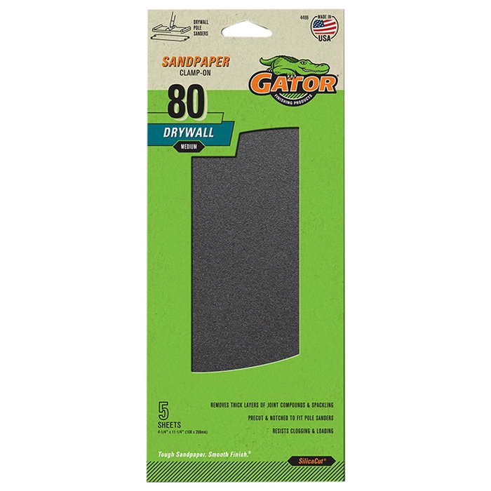 SilicaCut 4486 Sanding Sheet, 11-1/4 in L, 4-1/4 in W, 80 Grit, Medium, Silicon Carbide Abrasive