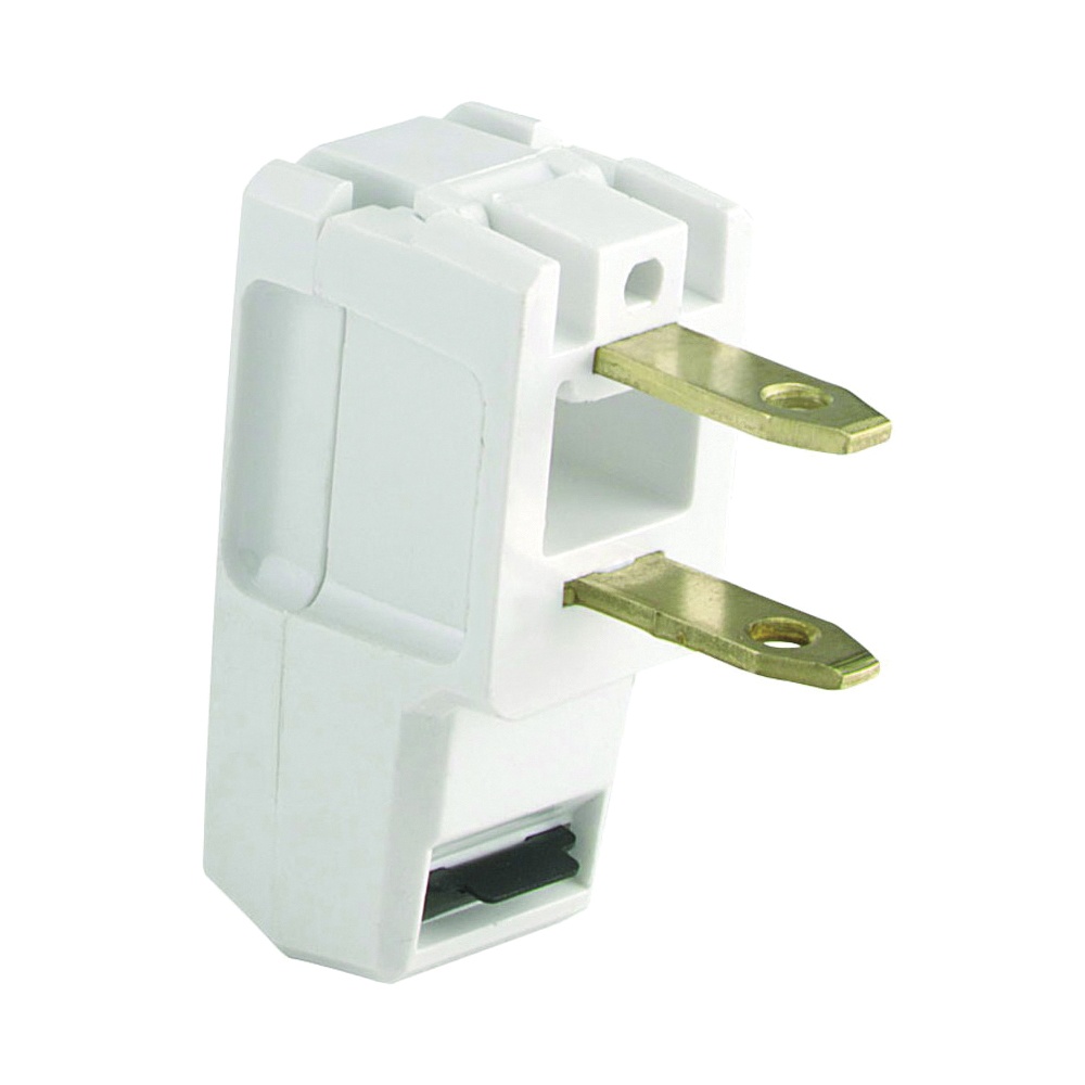 BP2600-6W-L Electrical Plug, 2-Pole, 15 A, 125 V, NEMA: NEMA 1-15, White