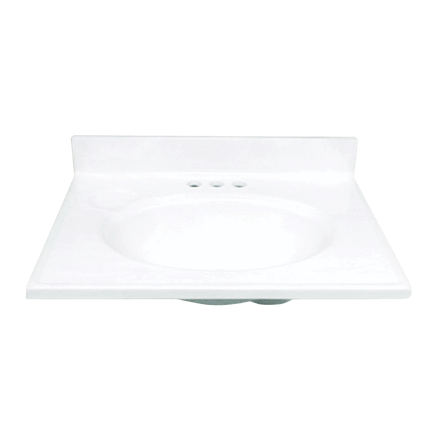 WS-1925 Vanity Top, 25 in OAL, 19 in OAW, Marble, White, Oval Bowl, Countertop Edge