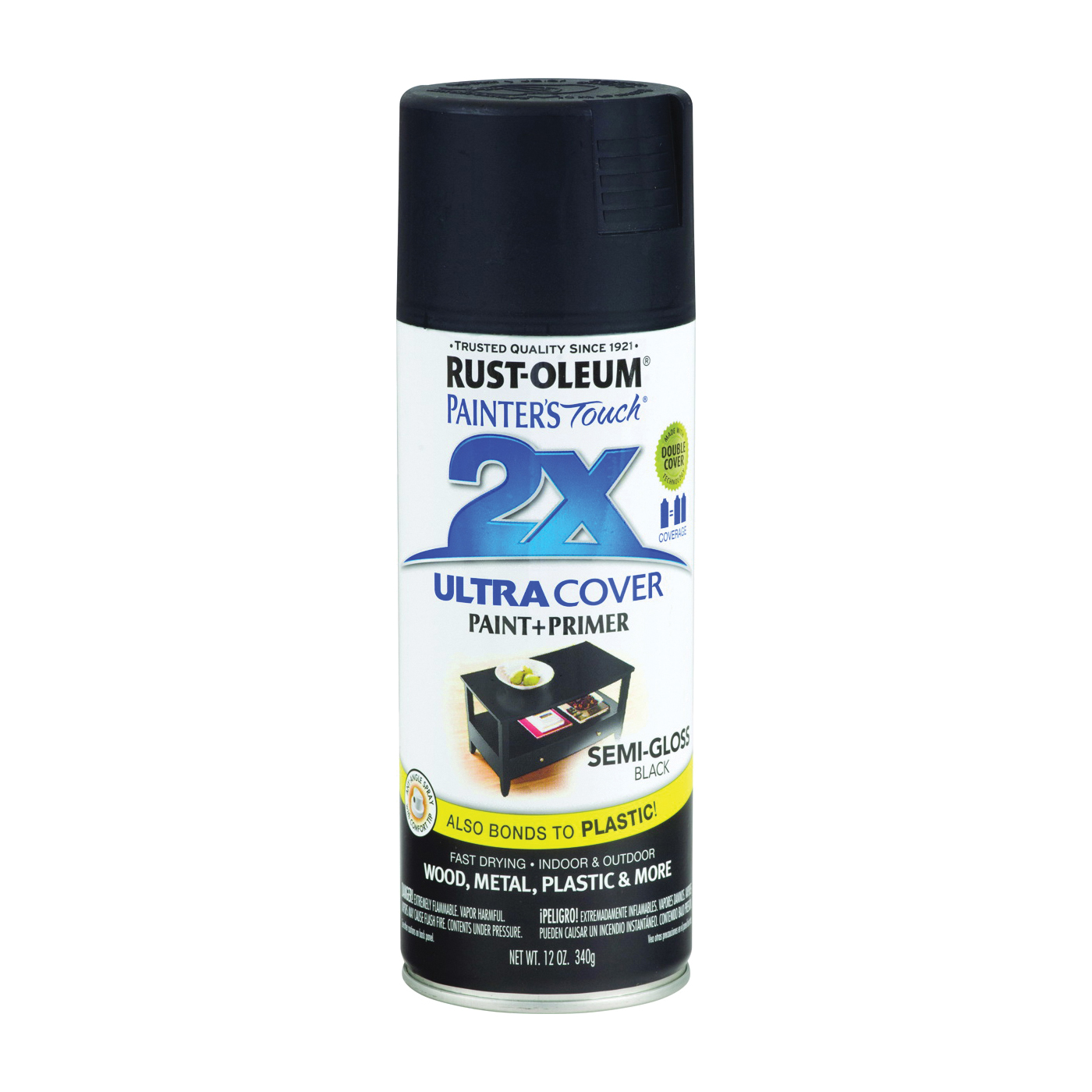 249061 Spray Paint, Semi-Gloss, Black, 12 oz, Can