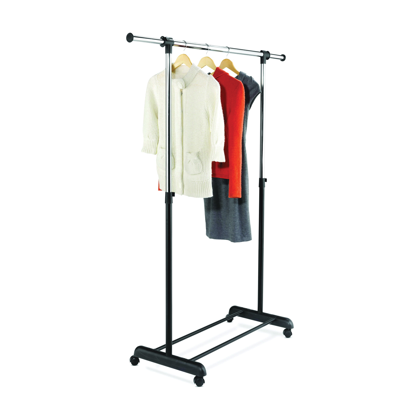 GAR-01124 Adjustable Garment Rack, 17 in W, 40 in H, Steel, Black/Chrome