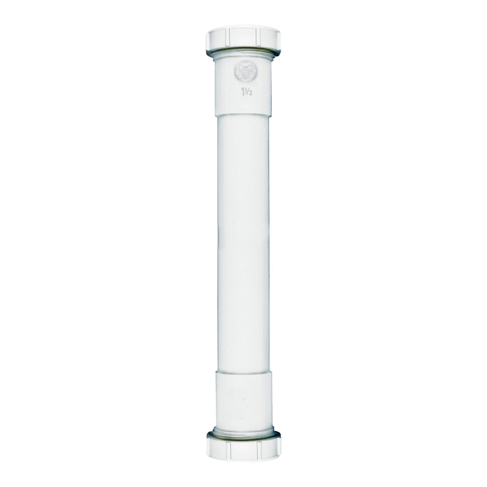 PP40-8W Pipe Extension Tube, 1-1/2 in, 8 in L, Slip-Joint, PVC White