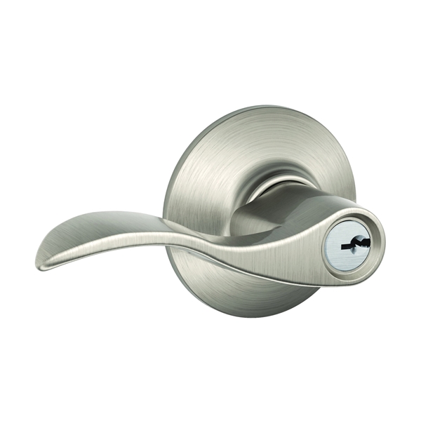 Schlage Accent Series F51A V ACC 619 Entry Lever, Mechanical Lock, Satin Nickel, Metal, Residential, 2 Grade - 2