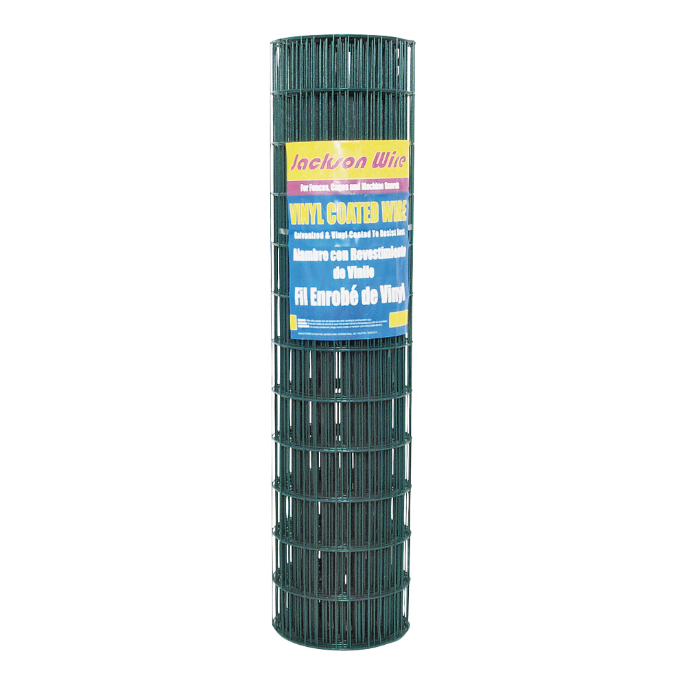 10 14 25 30 Welded Garden Fence, 50 ft L, 36 in H, 2 x 3 in Mesh, 16, Green, Galvanized