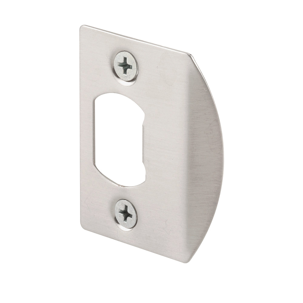 E 2456 Door Strike Plate, 2-1/4 in L, Steel, Satin Nickel