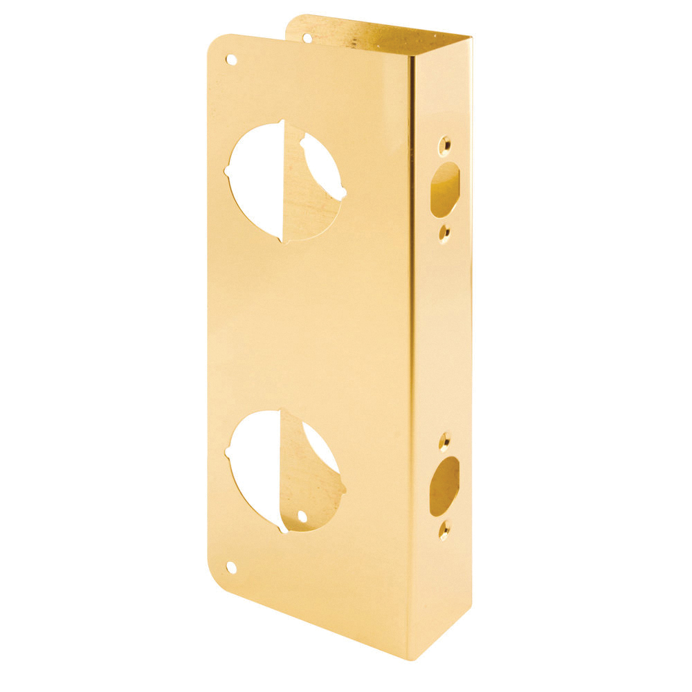 U 9537 Lock and Door Reinforcer, 2-3/8 in Backset, 1-3/4 in Thick Door, Brass, 10-7/8 in H, 3-7/8 in W