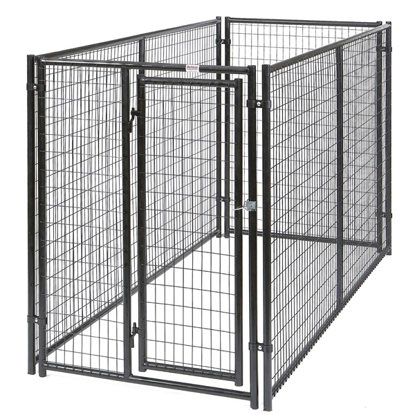 38100337 Complete Magnum Dog Kennel, 5 ft OAL, 10 ft OAW, Zinc, Gray