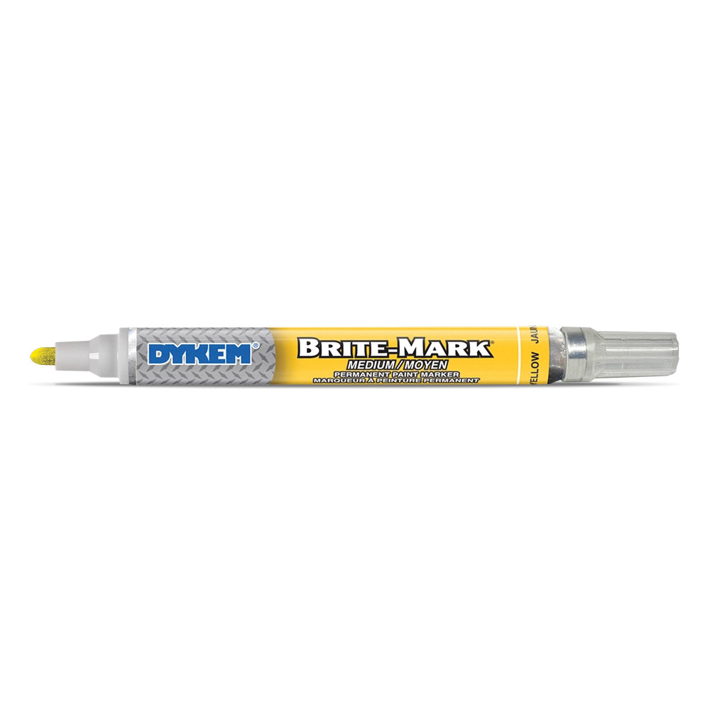 Brite-Mark 84004 Medium Permanent Paint Marker, #15 Tip, Yellow, Aluminum Barrel