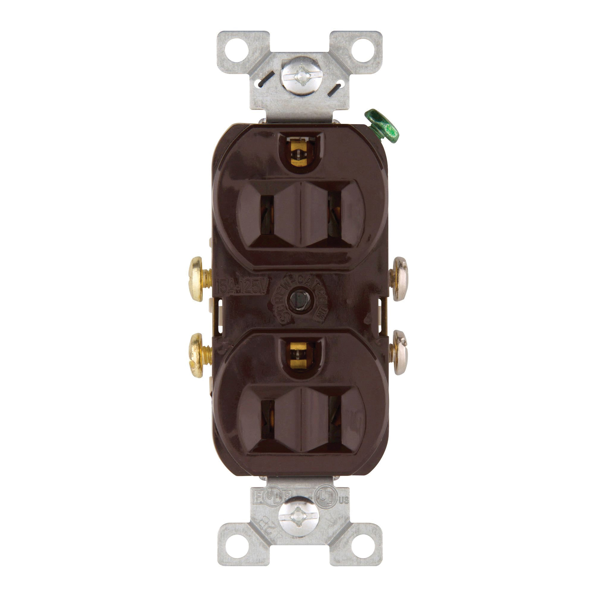 827B-BOX Duplex Receptacle, 2-Pole, 15 A, 125 V, Side Wiring, NEMA: NEMA 5-15R, Brown