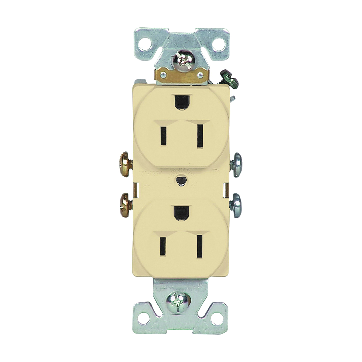 827V-BOX Duplex Receptacle, 2-Pole, 15 A, 125 V, Side Wiring, NEMA: 5-15R, Ivory