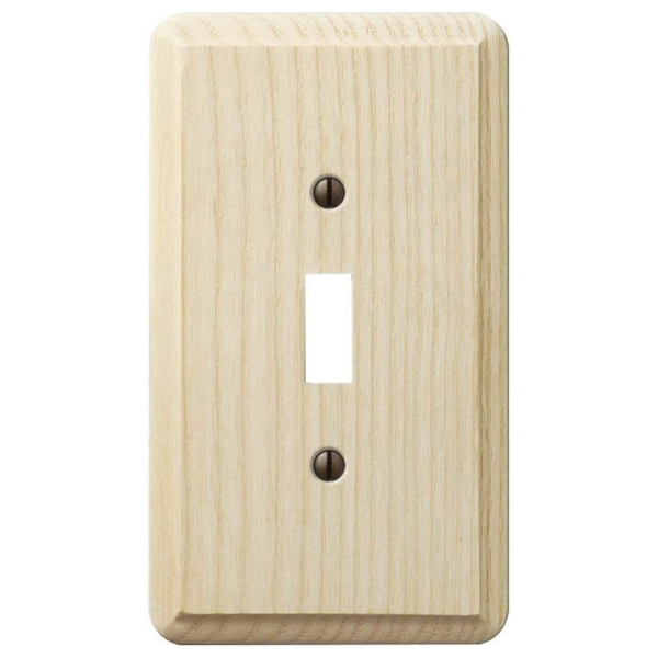 401T Switch Wallplate, 5-1/4 in L, 3 in W, 1 -Gang, Ash Wood, Unfinished