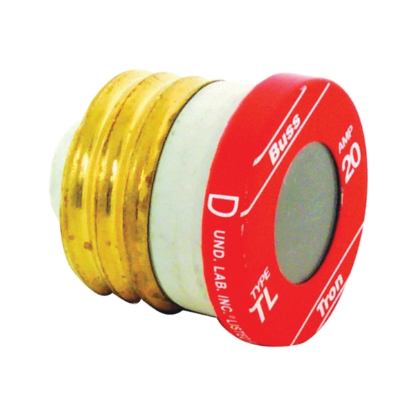 TL-20 Plug Fuse, 20 A, 125 V, 10 kA Interrupt, Plastic Body, Low-Voltage, Time Delay Fuse