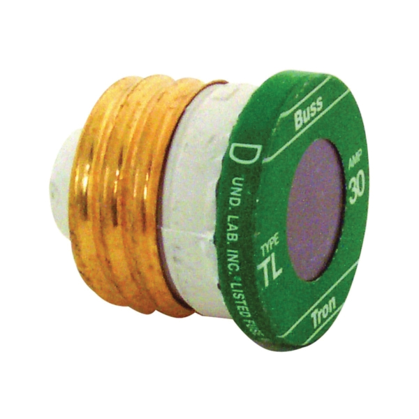 TL-30 Plug Fuse, 30 A, 125 V, 10 kA Interrupt, Plastic Body, Low-Voltage, Time Delay Fuse