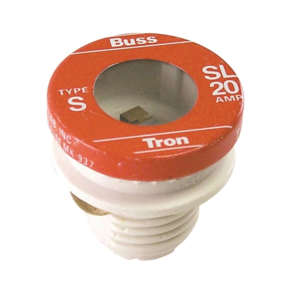 SL-20 Plug Fuse, 20 A, 125 V, 10 kA Interrupt, Low-Voltage, Time Delay Fuse