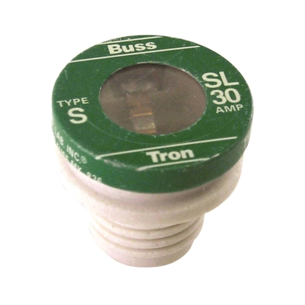 SL-30 Plug Fuse, 30 A, 125 V, 10 kA Interrupt, Low-Voltage, Time Delay Fuse