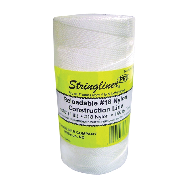 Pro Series 35703 Construction Line, #18 Dia, 1080 ft L, 165 lb Working Load, Nylon, White