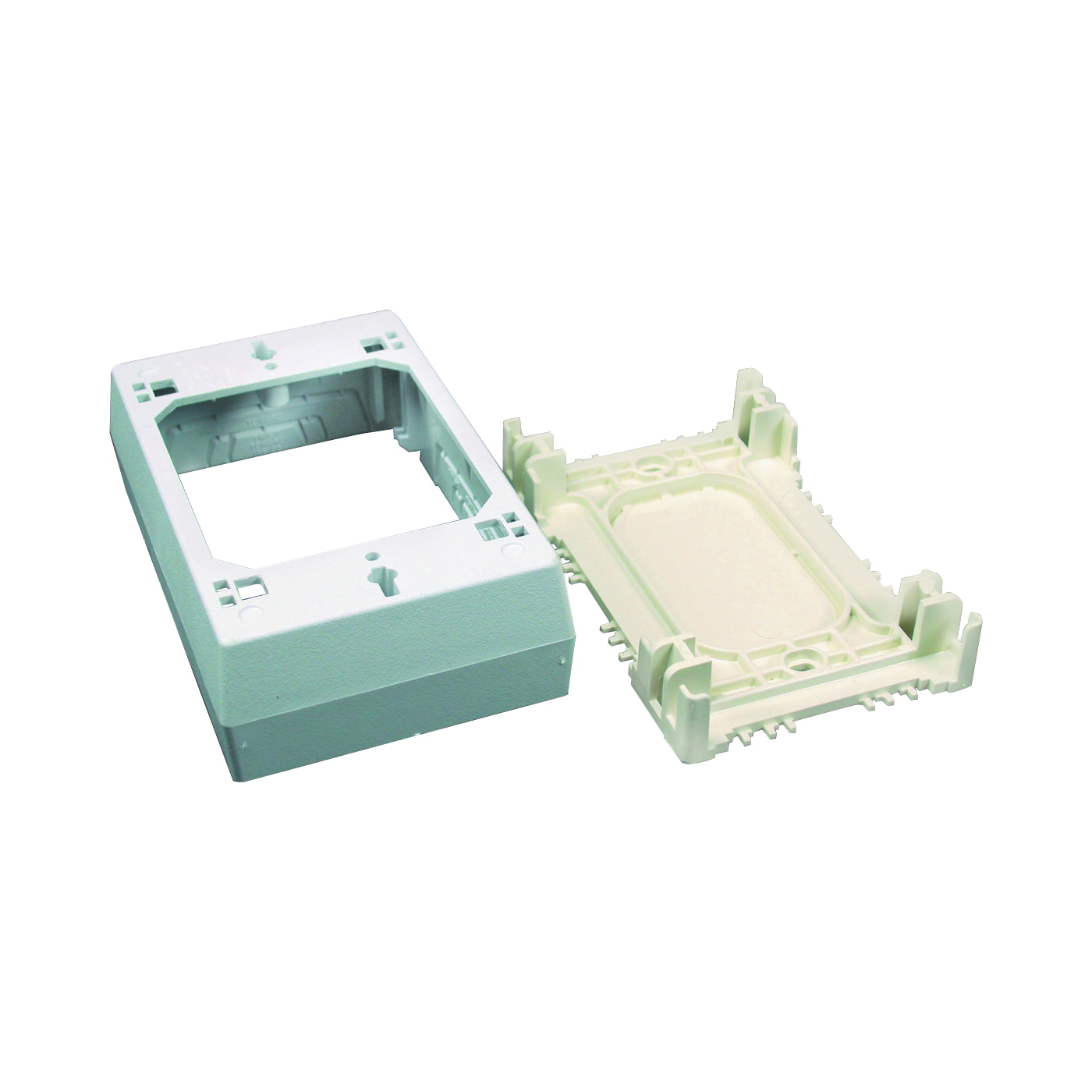 NM Series NM3 Outlet Box, 1-Gang, Plastic, Ivory, Wall Mounting