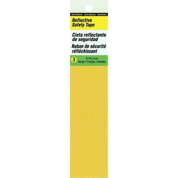 TP-3Y Self-Adhesive Reflective Safety Tape, 6 in L, 1 in W, Vinyl Backing, Yellow