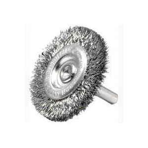 36414 Wire Wheel Brush, 3 in Dia, 1/4 in Arbor/Shank, Steel Bristle