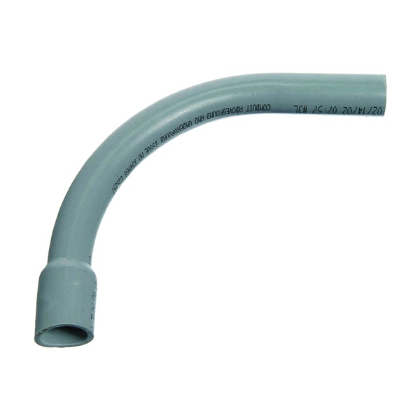 UA9ALB-CAR Elbow, 3 in Trade Size, 90 deg Angle, SCH 80 Schedule Rating, PVC, Bell End, Gray