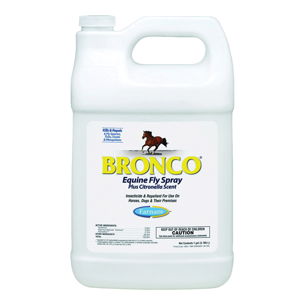 Bronco 100502327 Fly Spray, Liquid, Clear, Citronella, 1 gal Bottle