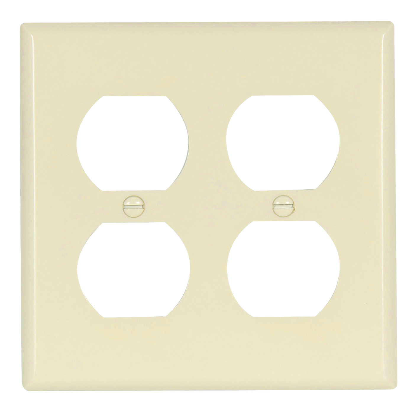 Wiring Devices 2150LA-BOX Duplex Receptacle Wallplate, 4-1/2 in L, 4-9/16 in W, 2 -Gang, Thermoset, Light Almond, High-Gloss