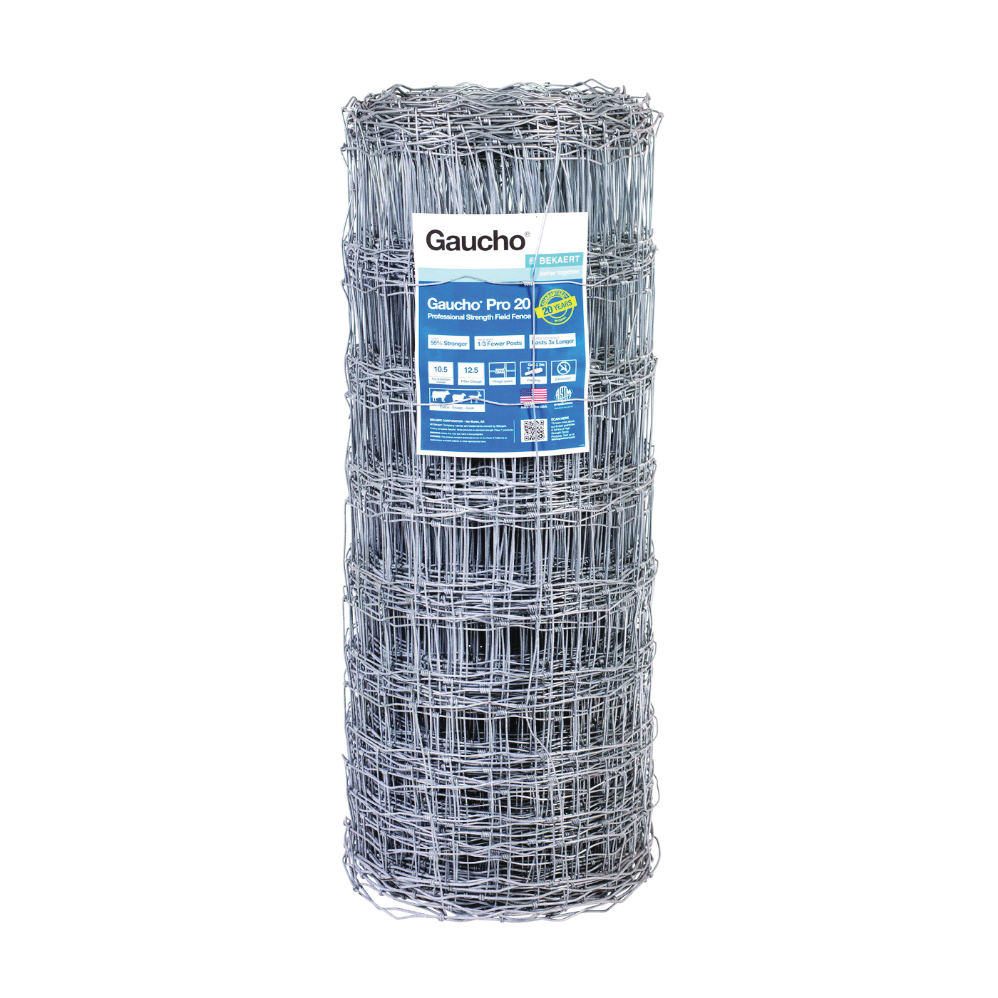 118202 High-Tensile Field Fence, 330 ft L, 47 in H, 12.5 ga Gauge, Steel, Galvanized