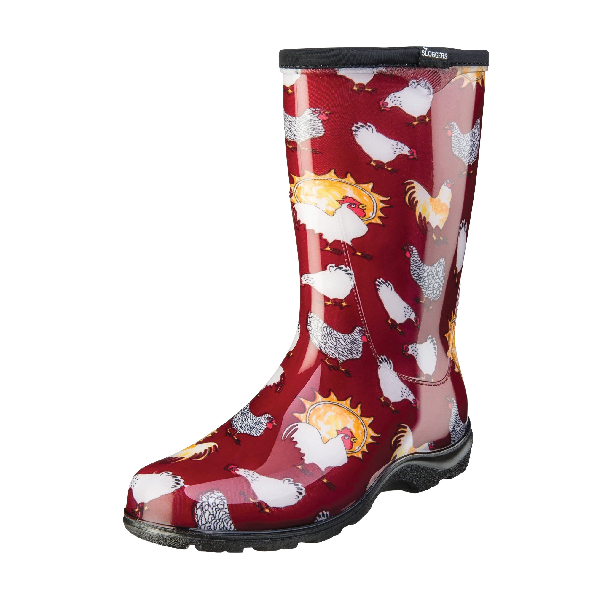 5016CBR-10 Rain and Garden Boots, 10 in, Chicken, Barn Red, Rubber