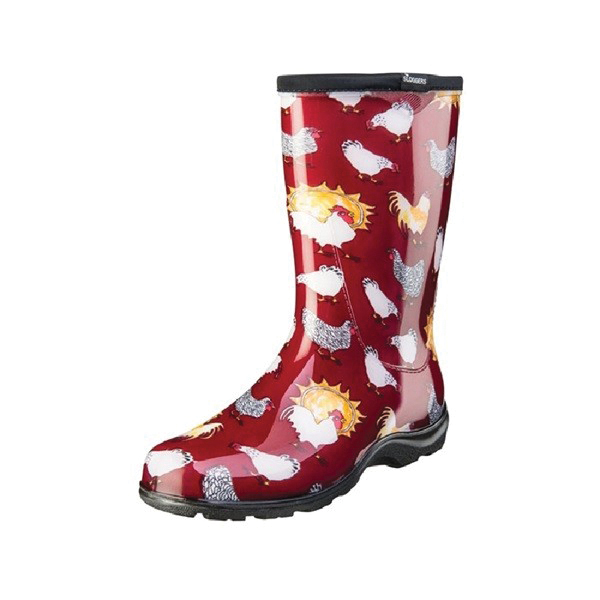 5016CBR-08 Rain and Garden Boots, 8 in, Chicken, Barn Red, Rubber