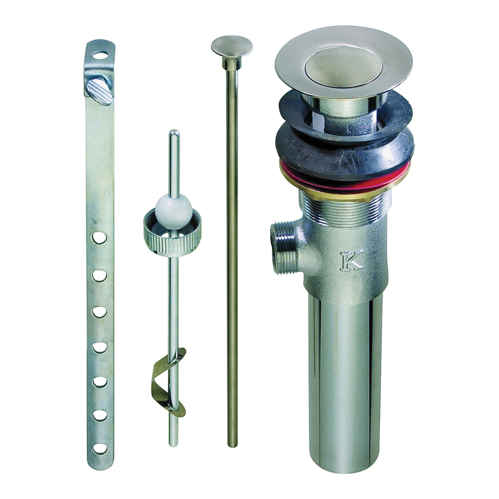 K820-77BN Lavatory Pop-Up Assembly, 1-1/4 in Connection, Brass, Brushed Nickel