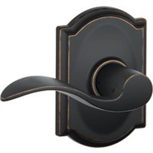 Schlage Accent Series F10VACC716CAM Passage Lever, Mechanical Lock, Aged Bronze, Metal, Residential, 2 Grade