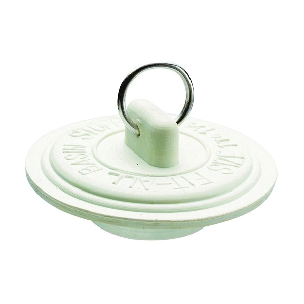 Plumb Pak PP820-2 Drain Stopper, Rubber, White, For: 1-1/2 In-Sink - 2