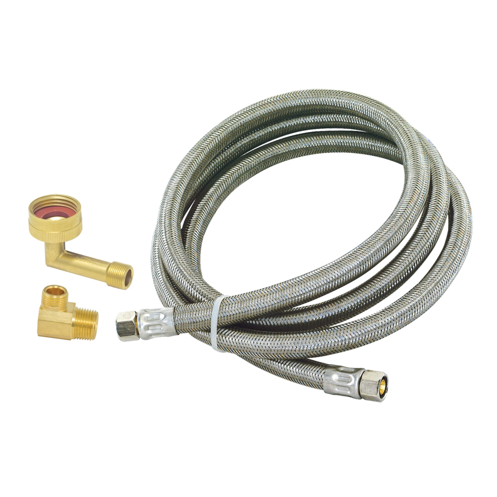 41045 Braided Dishwasher Connector Hose, 3/8 in Inlet, Compression Inlet, 3/8 in Outlet, Compression Outlet, 6 ft L