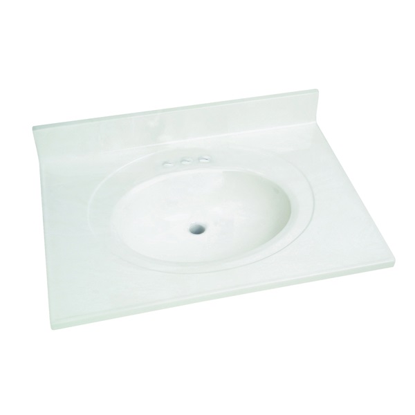 Foremost WW-2231 Vanity Top, 31 in OAL, 22 in OAW, Marble, White, Countertop Edge - 1