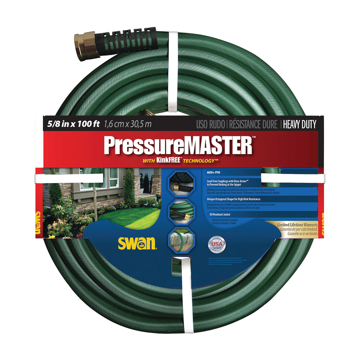 SN7958100 Garden Hose, 5/8 in, 100 ft L, Vinyl, Green