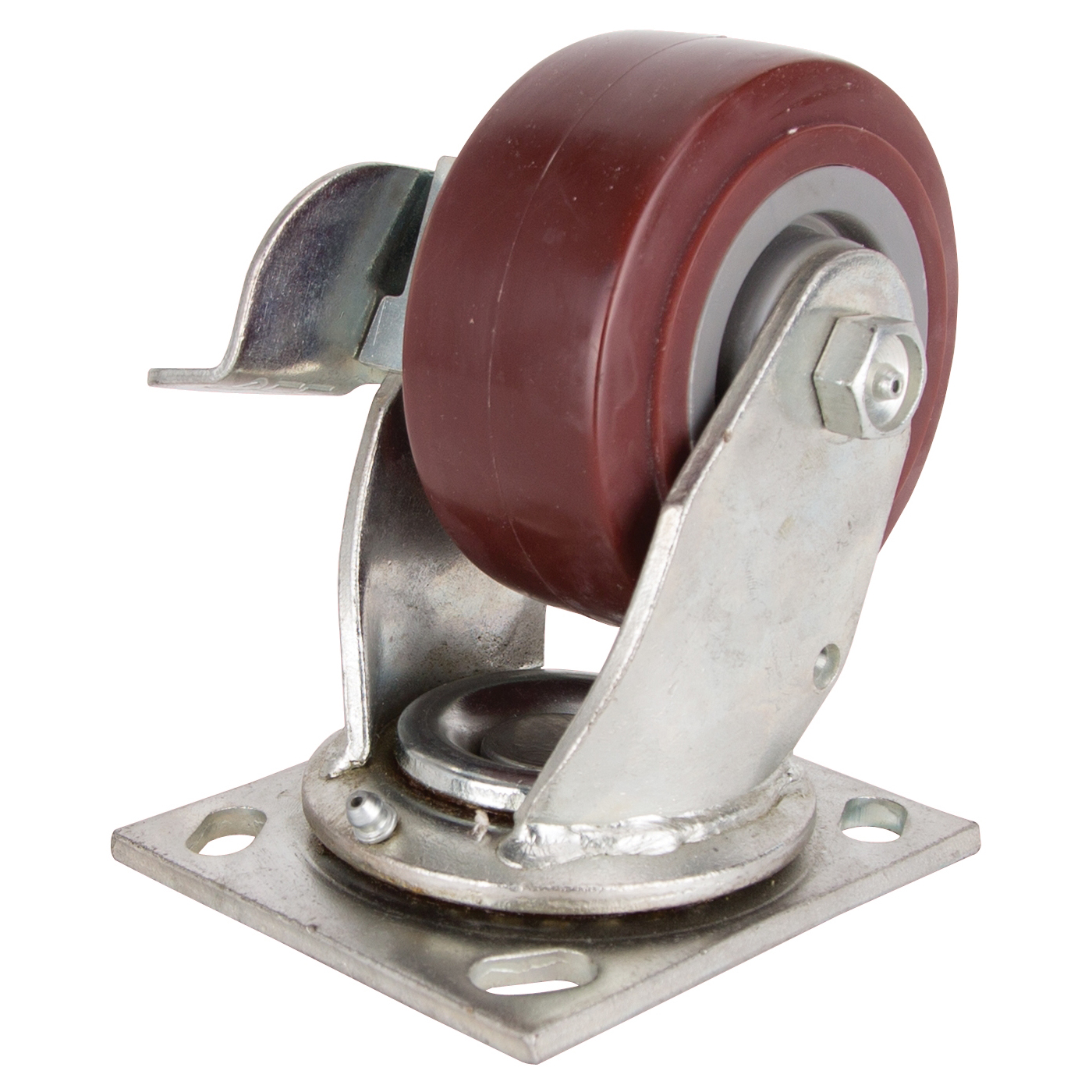 JC-P02 Swivel Caster, 4 in Dia Wheel, 2 in W Wheel, Polyurethane Wheel, Gray, 350 lb, Steel Housing Material