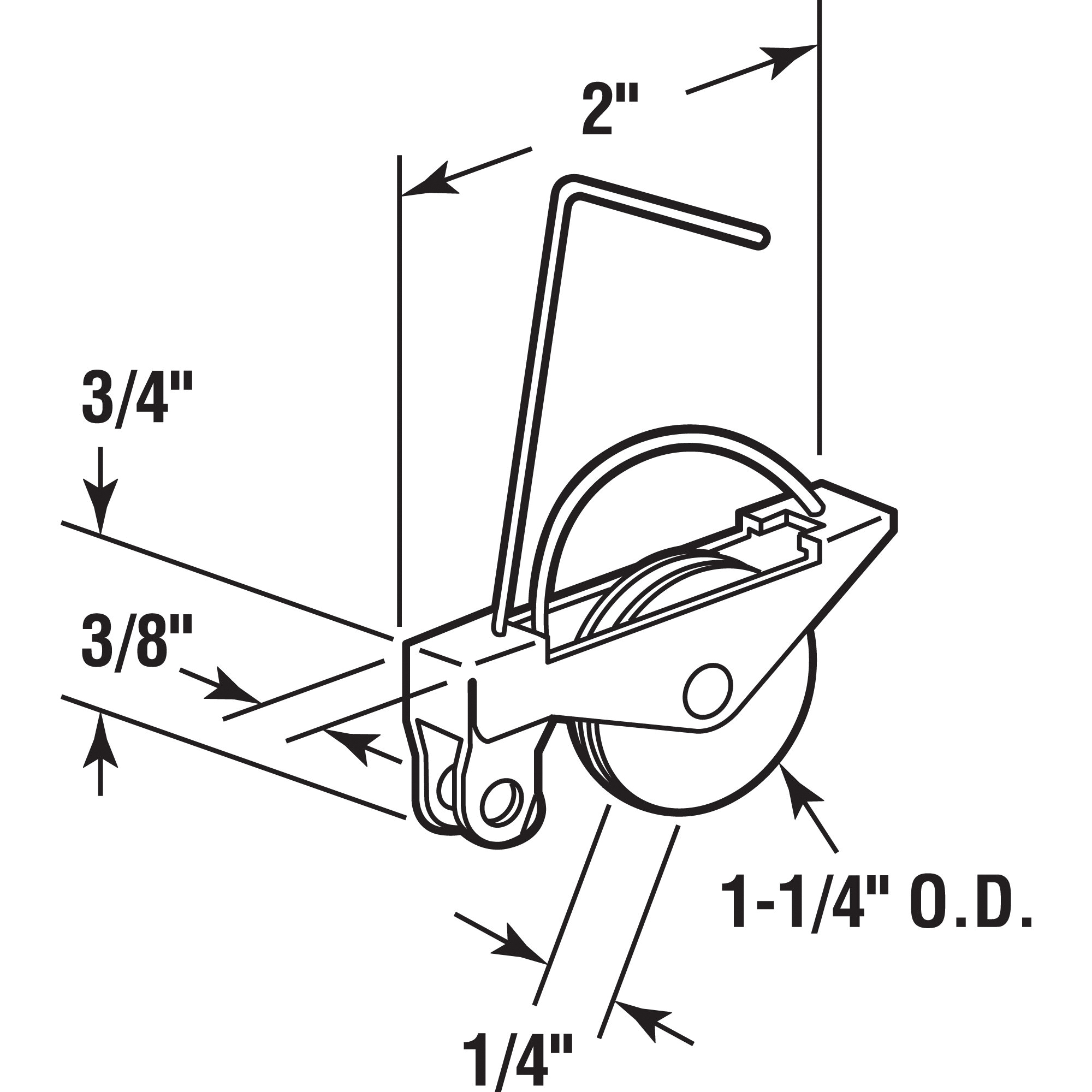 Prime-Line B 515 Roller Assembly, 1-1/4 in Dia Roller, 1/4 in W Roller, Steel, Gray, 2-Roller - 3