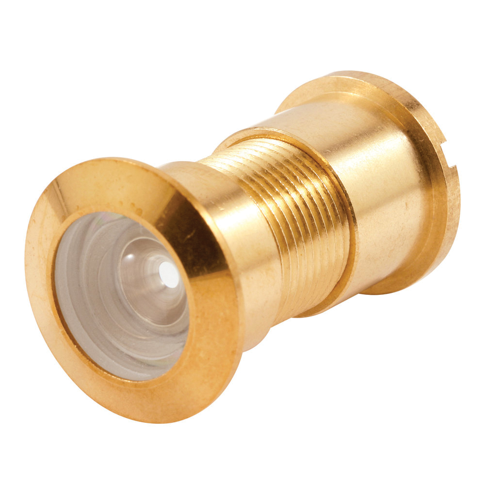 U 9896 Door Viewer, 130 deg Viewing, 1-3/4 to 2-3/8 in Thick Door, Brass/Glass, Brass