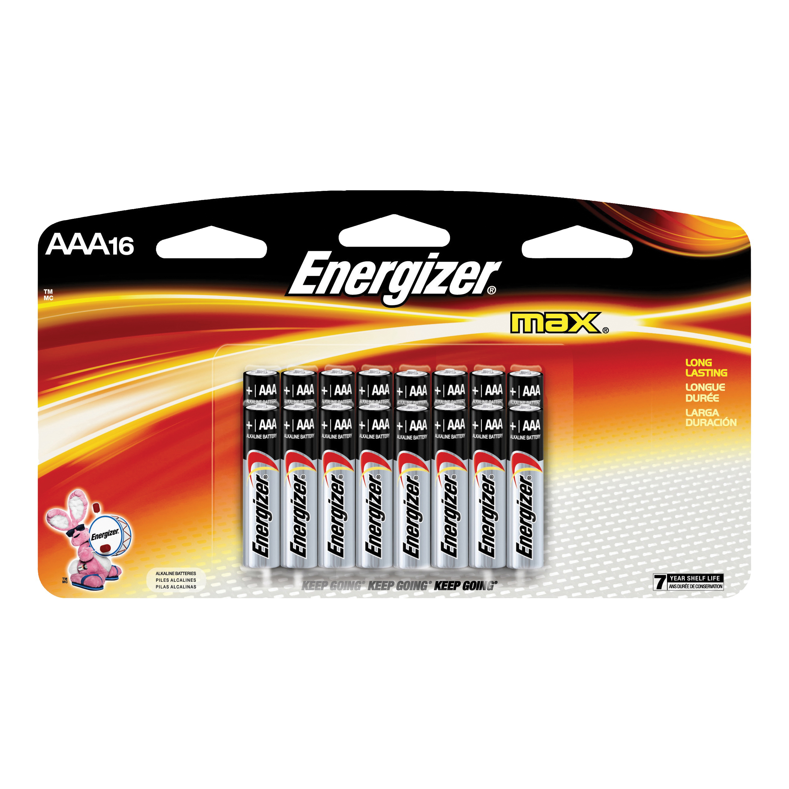 E92LP-16, 1.5 V Battery, AAA Battery, Alkaline, 16 pk, 10 Year life