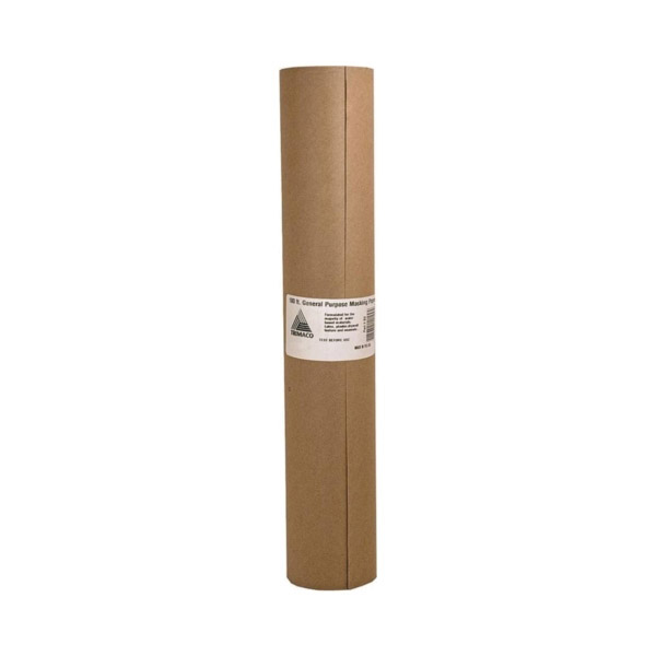 12915 Masking Paper, 180 ft L, 15 in W, Paper Backing, Brown